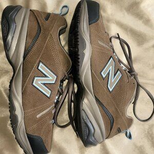 New Balance 608v4 Sneakers, sz 10, Brown Suede & Light Blue